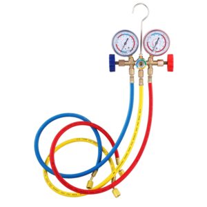Eacam Manifold Gauge Set - Refrigerant Manifold Diagnostic Gauge Fit R12 R22 R404A R134A Refrigerant with Charging Hoses for Home Car Refrigeration