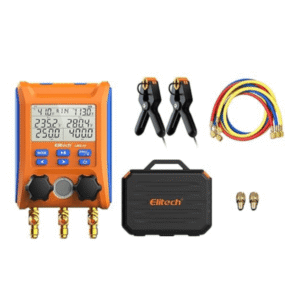 Elitech Digital Manifold Gauge 2-Way Valve with Thermometer Clamps for HVAC Systems, LMG-10Plus