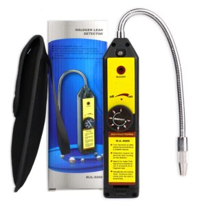 Freon Leak Detector, Portable Halogen Gas Tester with Free Pouch Refrigerant HVAC Leak Detector, Automotive Gas Finder, for CFCs HCFCs HFCs R134a R404a R410a R22 Detects High...