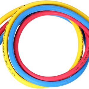 Gecheer 3pcs 1/4" SAE Universal R12 R22 R502 Manifold Gauge Sets Three-color Charging Hoses for HVAC Air Condition Refrigerant