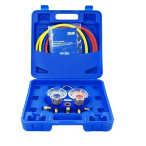HVAC R410A Value Manifold Gauge,Sight Glass, Manifold Gauge with Hose, Air Conditioner Refrigerant Recharge Kit.