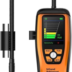 ILD-200 Infrared Leak Detector Refrigerant Gas Leak Detector Tester Checker Freon Sniffer with Flexible Probe Large LCD Screen High Sensitivity