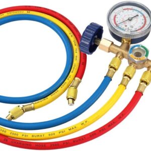 Irfora Refrigerant Manifold Gauge Set Air Conditioning Tools with Hose and Hook for R12 R22 R404A R134A