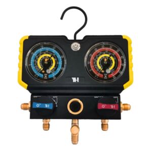 Manifold Gauge Set YH-DL-003, R22/R134A/R410A/R32 gas, 3x 1/4" SAE Connections, with Battery