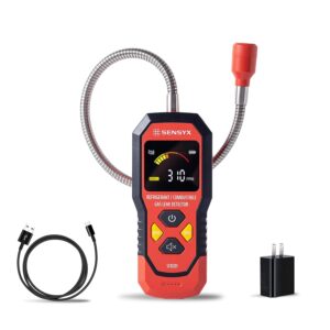 Rechargeable HVAC Refrigerant Leak Detector, Halogen Freon Sniffer, Air Conditioning Detection, Automotive Gas Finder (SFD201 Refrigerant&Combustible Gas Detector)