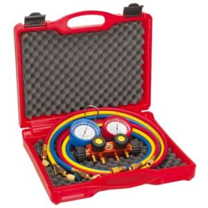 Rothenberger R407C Air Con Gauges 4 Way - With ball valve hoses