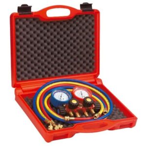 Rothenberger R410A Air Con Gauges 4 Way - Standard Hoses