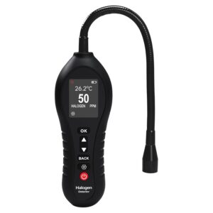 TEKCOPLUS HVAC Refrigerant Leak Detector Halogen Freon Gas Detector 0-1000ppm Range Air Condition Refrigerant Leak Detector with 10-Inch Flexible Probe for HVAC R12 R22 R134a...
