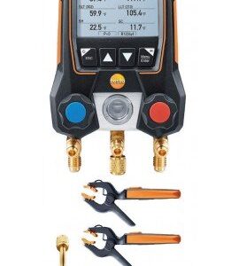 Testo 550s Smart Digital Manifold Kit with wireless temperature and vacuum probes, -14 to 870 psi