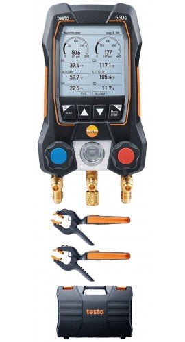 Testo 550s Smart Digital Manifold Kit with wireless temperature probes, -14 to 870 psi