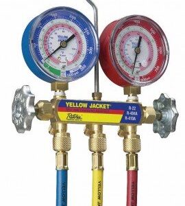 Yellow Jacket 42004 Series 41 Manifold Gauge Two-Valve Set for R-22/404A/410A, 3" (76.2 mm) Gauge, 1/8" (3.18 mm) Gauge