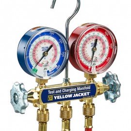 Yellow Jacket 42201 3-Way Brass Manifold with Set of 3 Ball-Valve Hoses