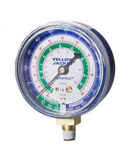 Yellow Jacket 49106 Dry Manifold Gauge, 3-1/8", blue compound, 30"-0-120** psi, R22/134a/404A, °F