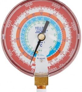 Yellow Jacket 49107 Dry Manifold Gauge, 3-1/8", red pressure, KPa/psi, R22/134a/404A, °C
