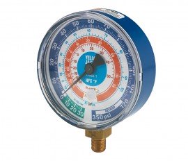 Yellow Jacket 49260 Dry Manifold Gauge, 3-1/8", blue compound, bar/psi, R32/410A certified gauge °C