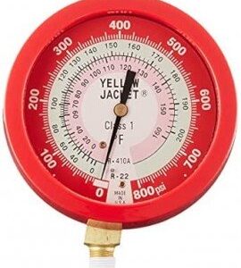 Yellow Jacket 49511 Gauge, 3-1/2" L/F, red pressure, 0 to 500 psi (0 to 34 bar), R22 °F and °C