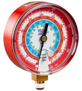 Yellow Jacket 49603 Gauge, 3-1/8", red pressure, bar/psi, R448A/449A/452A gauge (°F)